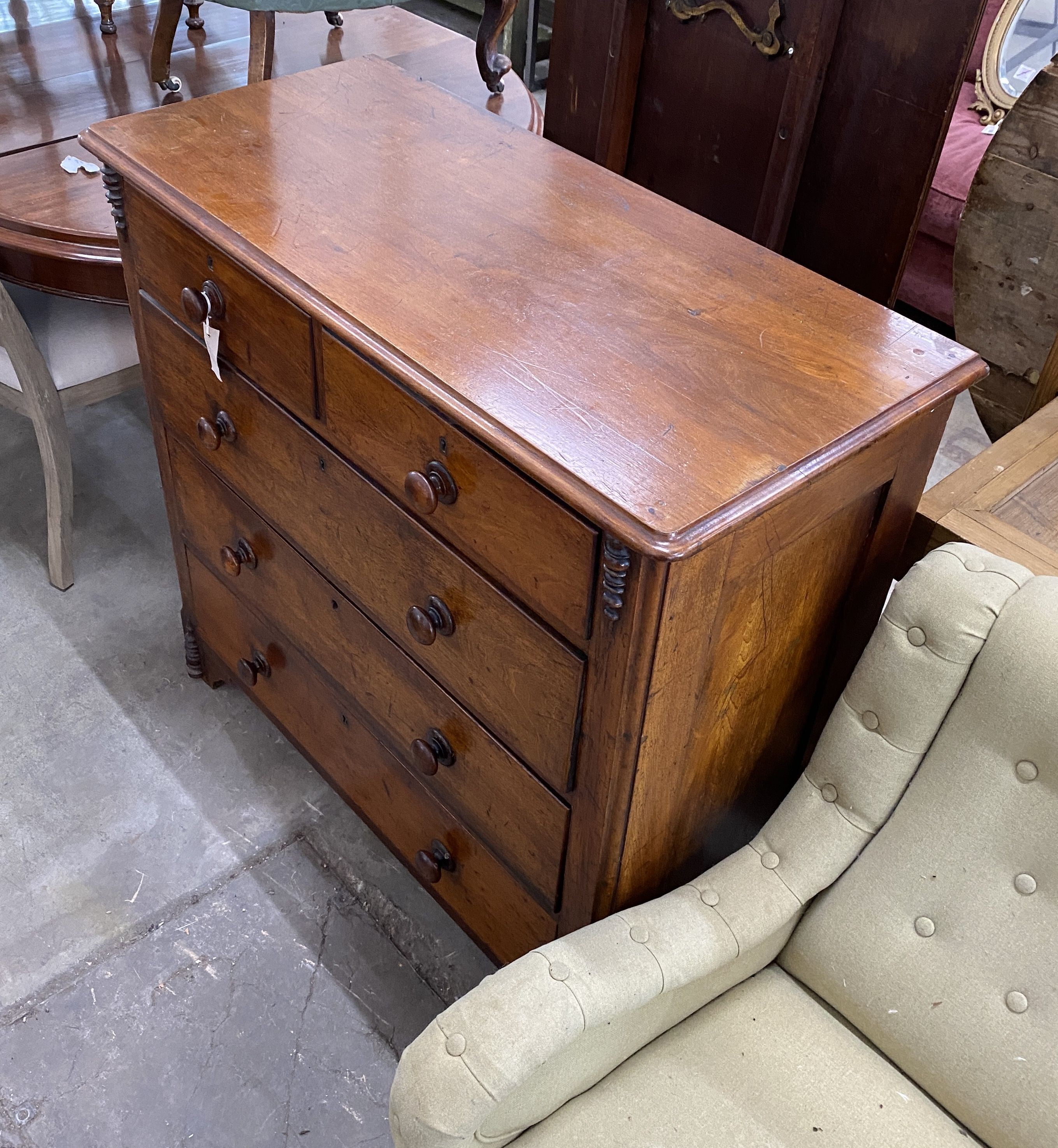 A Victorian mahogany chest, width 102cm, depth 46cm, height 99cm